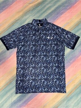 Macade Golf Concept Polo Shirt Men size M All Over Print floral blue Performance